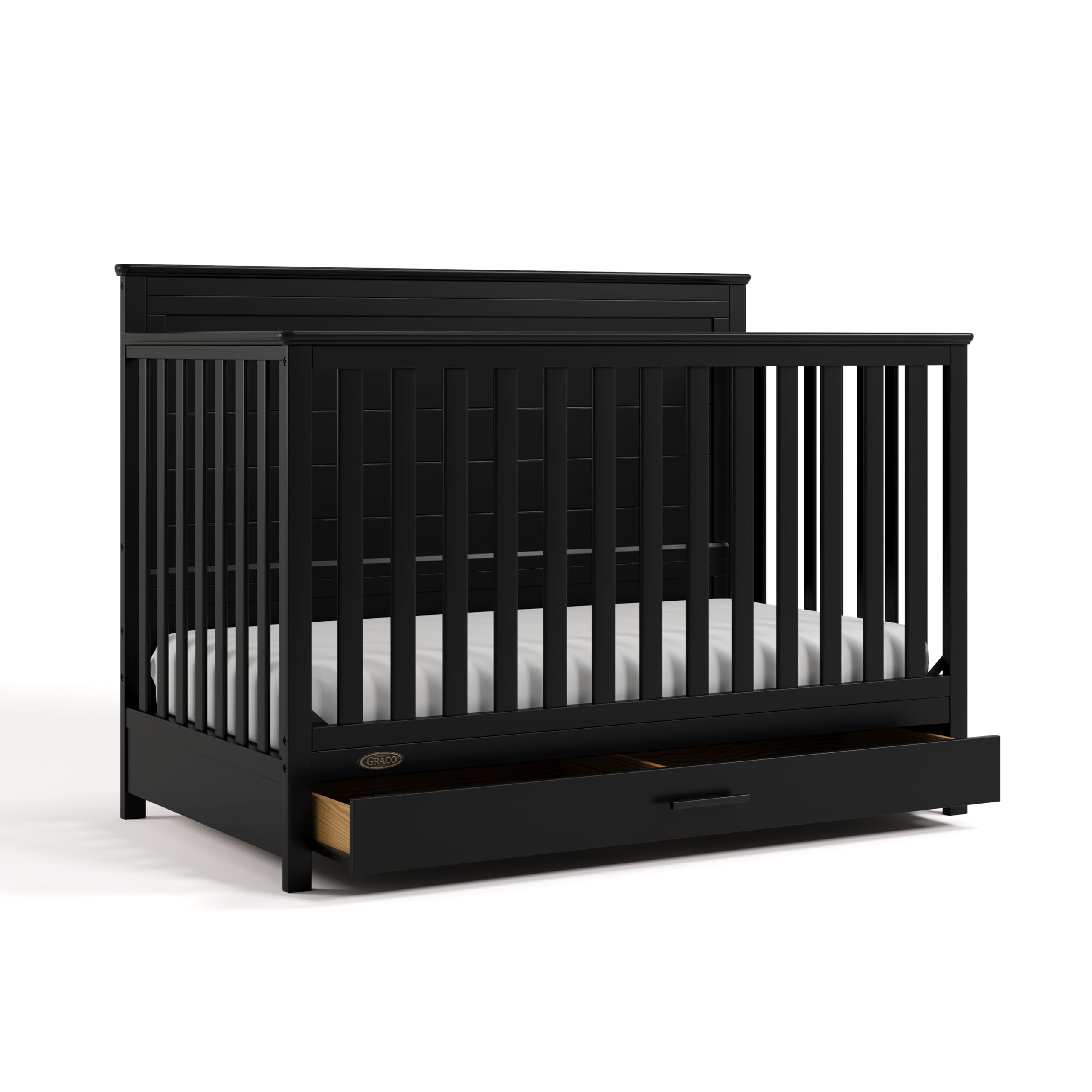 View 1 of **PARTS ONLY/SEE NOTES** Graco Tristan 5-in-1 Convertible Crib with Drawer (Black) – GREENGUARD Gold Certified, Fits Standard Crib Mattress, Premium Handle, Converts to Toddler Bed, Daybed, and Full-Size Bed