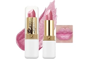 Diamond Glitter Lipstick for Women,Nude Pink Shimmer Matte Metallic Lipstick Long Lasting Sparkling Lip Gloss,Glitter Shiny N