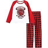 Harry Potter Pajamas Gryffindor Hufflepuff Slytherin Ravenclaw Hogwarts Crest Long Sleeve Shirt and Plaid Pant for Big Kid