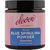 Eleven TLC, Organic Blue Spirulina Powder, Flavorless, Superfood, Vitamins + Minerals, Espirulina Azul en Polvo, Plant Protein, Non-GMO, Non Messy Glass Jar, 1.24 Ounce 35 Servings