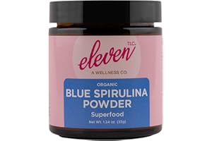 ELEVEN TLC A WELLNESS CO. Eleven TLC, Organic Blue Spirulina Powder, Flavorless, Superfood, Vitamins + Minerals, Espirulina Azul en Polvo, Plant Protein, Non-GMO, Non Messy Glass Jar, 1.24 Ouncer 35 Servings