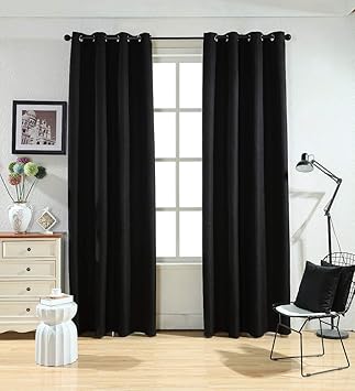 Amazon Com Hihome Fabric Linen Textured Blackout Curtains
