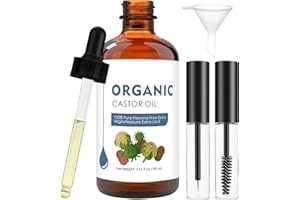 SWturK Organic Castor Oil (2.11oz) with Eyelash Kit,Certified Organic, 100% Pure, Glass bottle, Cold Pressed Unrefined,Hexane Free. Stimulate Growth for Eyelashes, Eyebrows, Hair. Lash Growth Serum