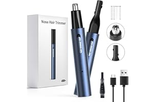 AHHFEI Nose & Ear Hair Trimmer, 5 in 1 Rechargeable USB Trimmer for Men & Women, Painless & Easy Cleansing, Blue