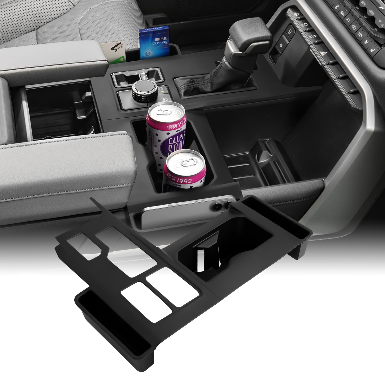 Photo 1 of Shademax Center Console Organizer Gear Shift Panel Trim Cover for Toyota Tundra 2022-2025 2026 Accessories Tundra SR SR5 Limited i-FORCE MAX TRD Pro Gear Shifter Storage Box Cup Holder Insert Pads Mat
