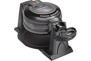 Hamilton Beach 26201 Belgian Waffle Maker with Removable Nonstick Plates, Double Flip, Makes 2 at Once, Black