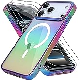 Bonoma for iPhone 17 Pro Max Case 2025 Magnetic 【Support for Magsafe】 Bling Laser Iridescent Florescent Crystal Camera Protector Shockproof Edge Cover -Purple