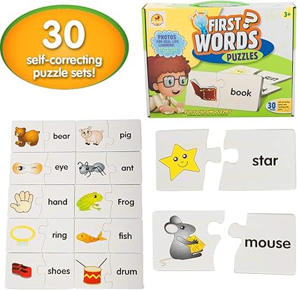 Baybee First Words Puzzle for Kids/Children - Educational Toy and Learning Aid Jigsaw Puzzle/ Education Puzzle More Fun with Words/Birthday Gift Set for Kids, 3 Year Old Boys and Girls (30 Pieces)