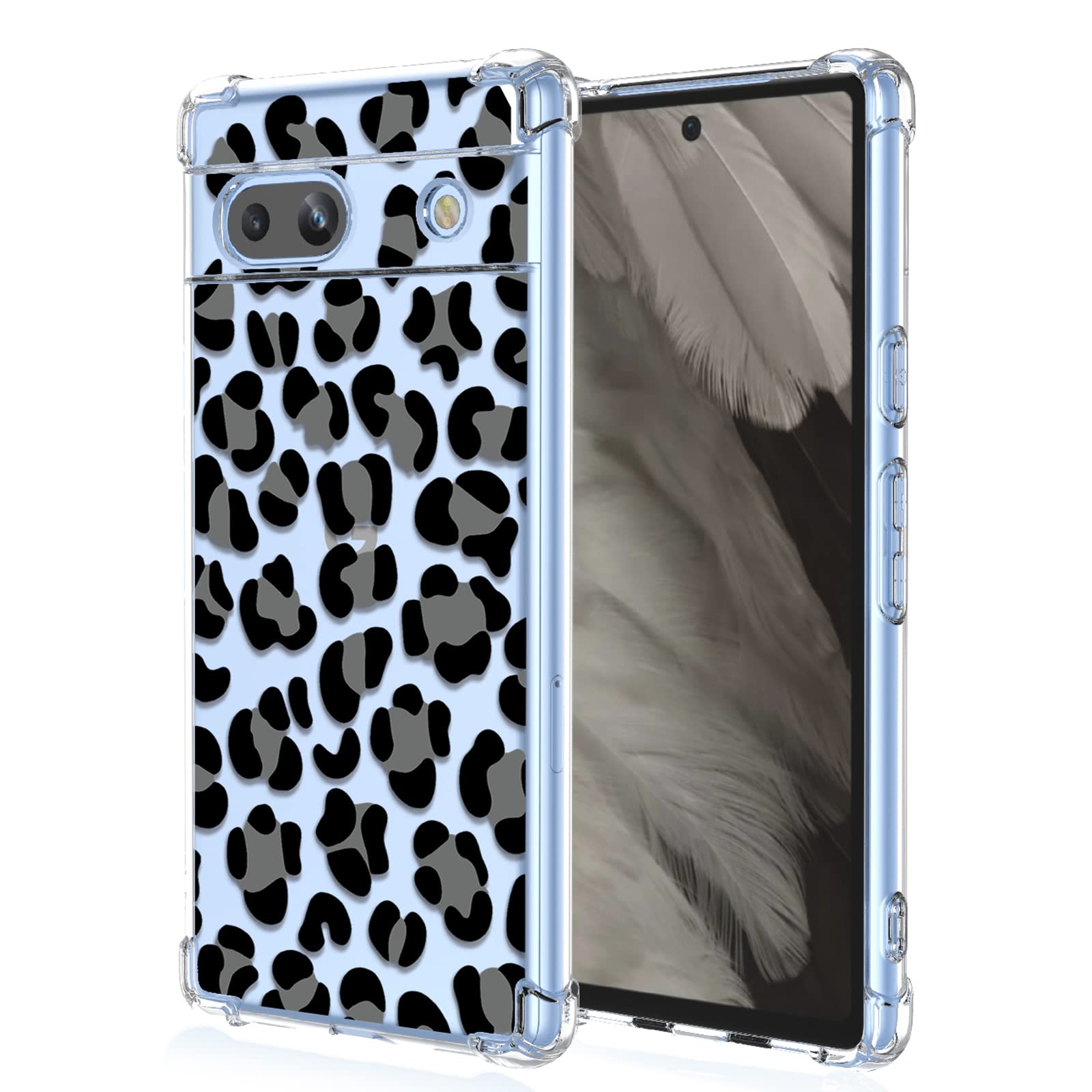 XINYEXIN Case for Google Pixel 7A, Painting Flower Pattern Clear Case Soft TPU Silicone Case Slim Shockproof Bumper Girl Women Phone Cover - Leopard — image 1