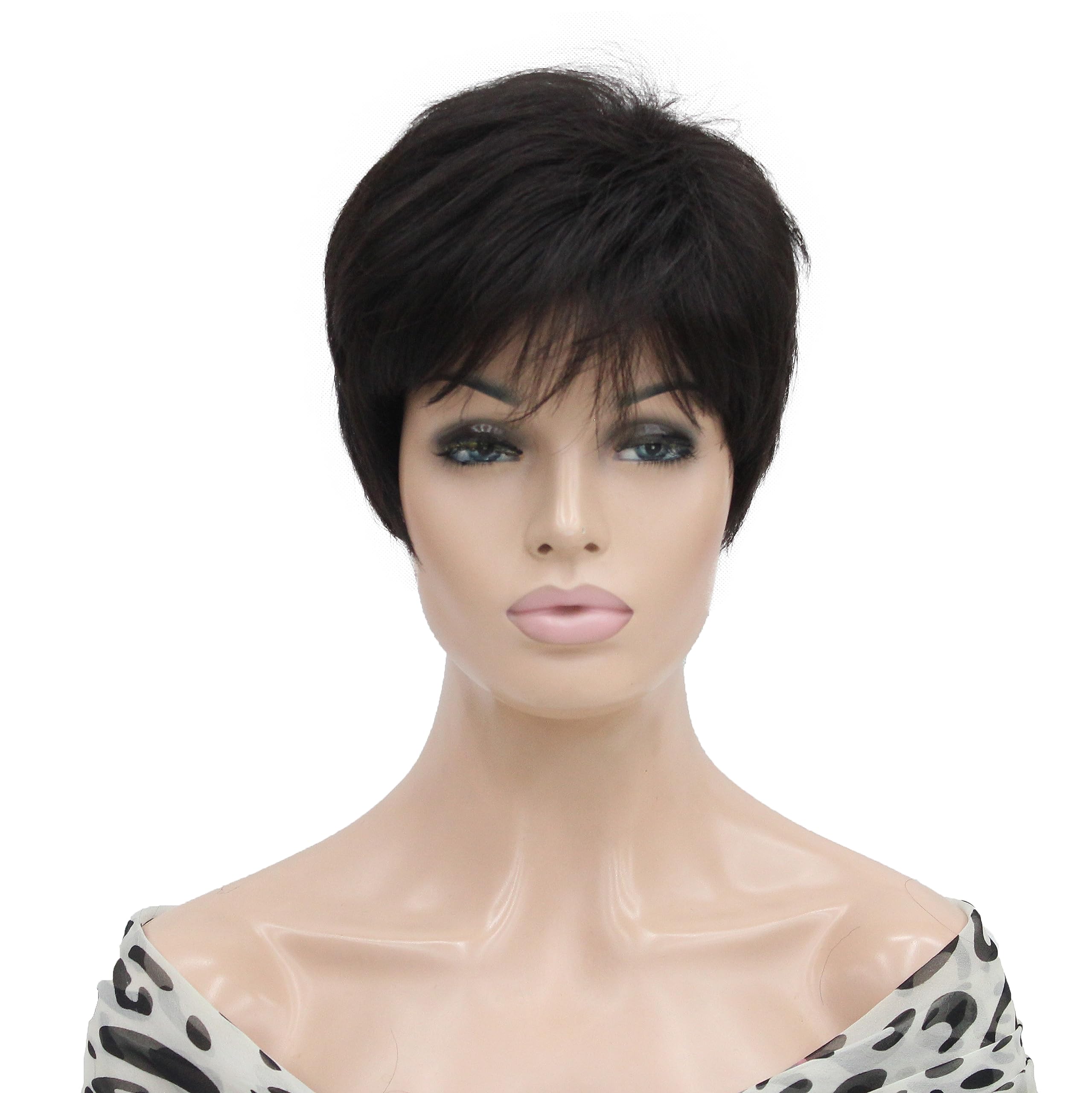 Lydell 6-8" Short Layered Shaggy Heat Resistant Synthetic Wigs 4 Dark Brown