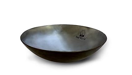 Vedworld Plane Pure Iron KADAI | Fry PAN Original Loha | Iron | Lokhand (8.5 inch)