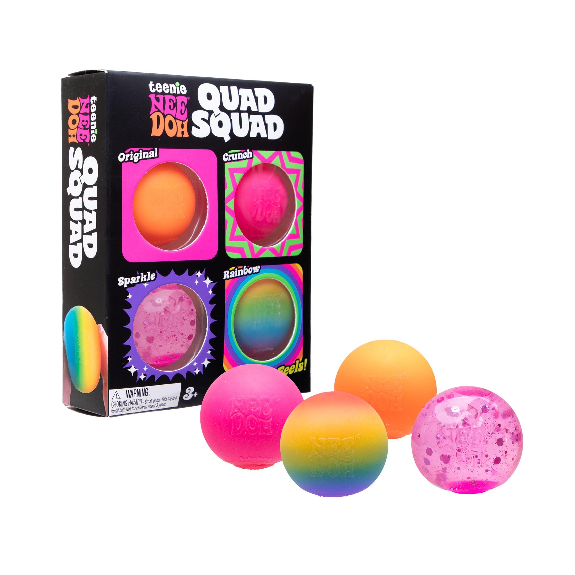 Schylling NeeDoh Teenie Quad Squad Needoh 4 Pack - Sensory Squeeze Toy - 1.5" in Diameter - Colors May Vary