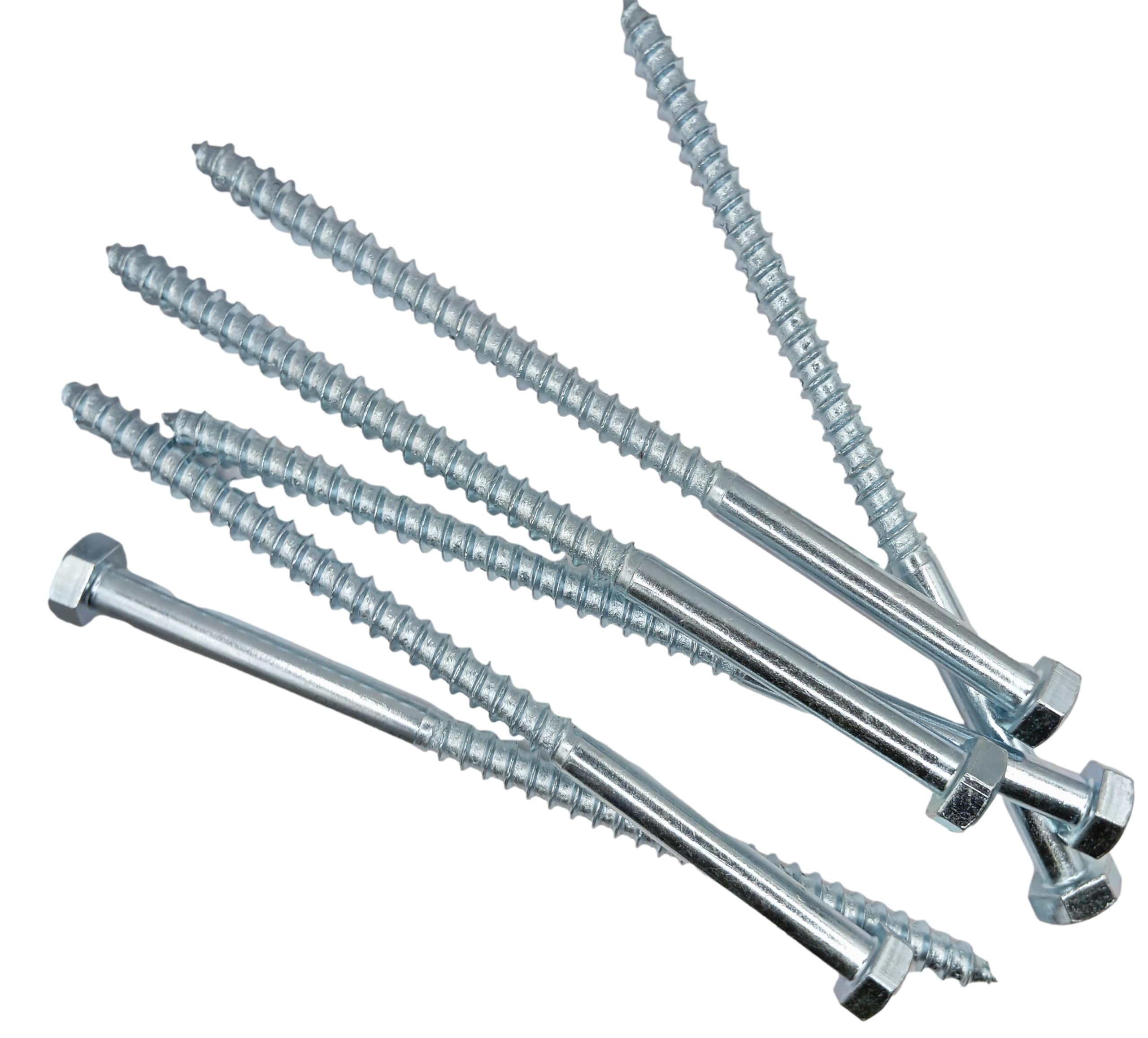 LLB 150mm M8 For Coach Screws Wood Hex Head Width 13mm Zinc Plated Sleeper Concrete Screw Hexagon Lag Half Thread Bolts Silver Box of 9pcs Long 6 inch x 0.3 inch (8mm x 150mm)