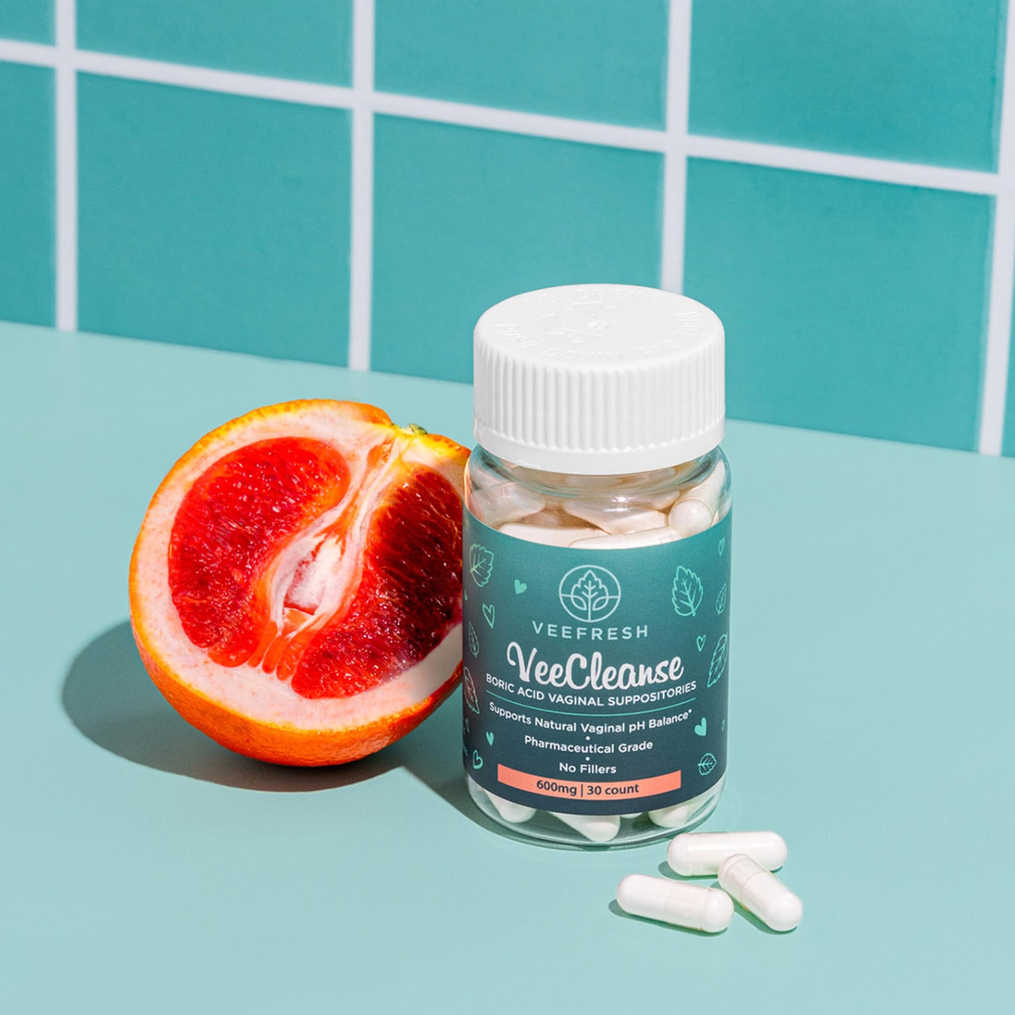 VeeFresh - VeeCleanse Boric Acid Vaginal Suppositories - Vaginal pH Balance Suppositories - Vaginal Odor Control - Feel Fresh, Feminine and Confident