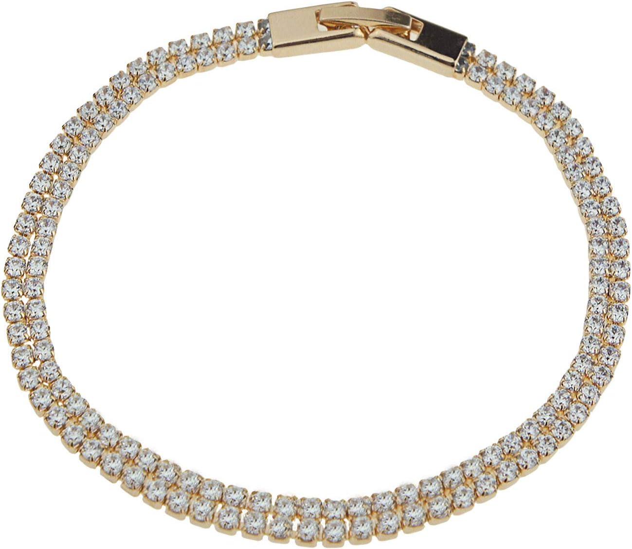 Fashion Bracelets Tennis Crystal Cubic Zirconia Square Stones Golden Chain Women's Jewelry Gift
