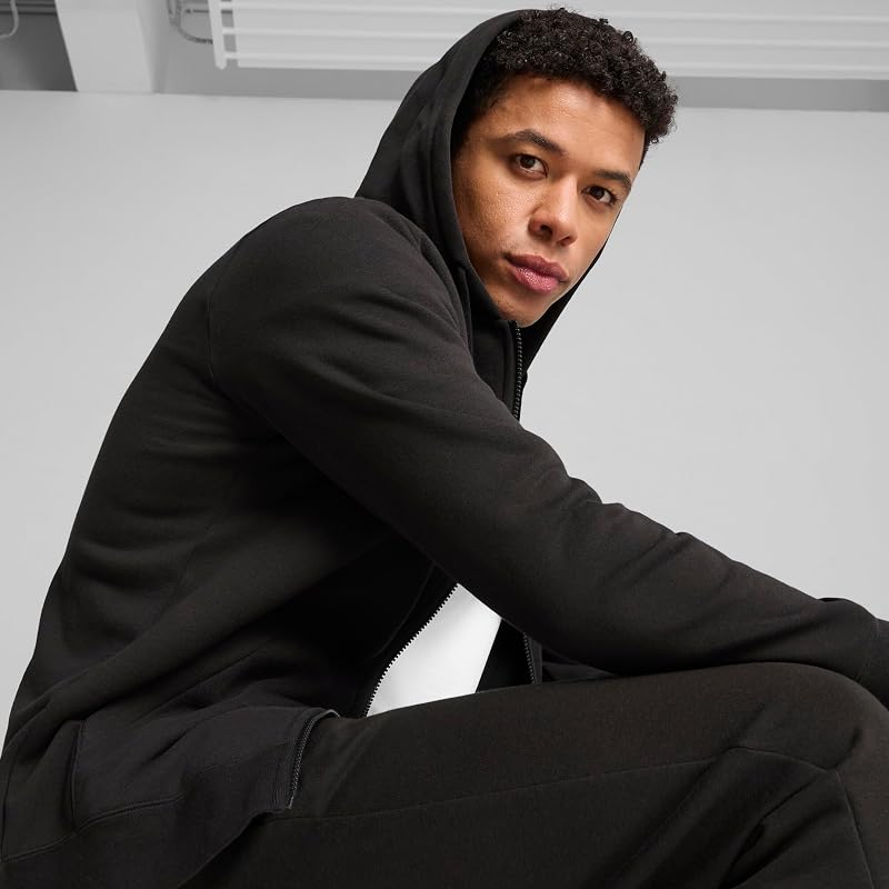 Herren ESS No. 1 Logo Full-Zip Hoodie FL Sweatjacken, Puma Black,