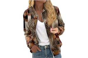 AAZJSS Women's Casual Bomber Jacket Lightweight Windbreaker Jackets Long Sleeve Windproof Spring Fall Jackets with Pockets