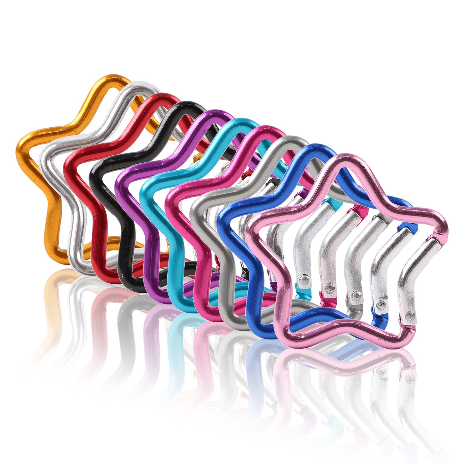 Photo 1 of OMUKY Multicolor Carabiners Hook Clips Camping Accessories Buckle for Outdoor Hiking Traveling (Stars-10pcs)
