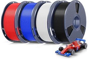 SUNLU 4KG Upgrade PLA+2.0 3D Printer Filament Bundle, PLA Plus 2.0 Filament 1.75mm, High Speed Printing, Stronger Than PLA+ Filament, 1KG per Spool, 4 Packs, Black+White+Blue+Red