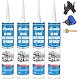 RV Roof Sealant, 10 oz Self-Leveling Lap White, Camper & Trailer Roof Leak Repair, Caulking for RV Roofing Maintenance, 4 Pac