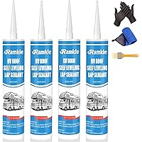 RV Roof Sealant, 10 oz Self-Leveling Lap White, Camper & Trailer Roof Leak Repair, Caulking for RV Roofing Maintenance, 4 Pac