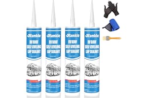 RV Roof Sealant, 10 oz Self-Leveling Lap White, Camper & Trailer Roof Leak Repair, Caulking for RV Roofing Maintenance, 4 Pac