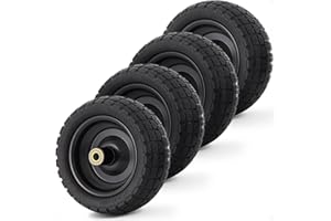 Gorilla Carts 4-Pack 10 Inch No-Flat Replacement Tires, 300 lb Capacity Each – Solid Polyurethane, 2.16” Hub, 5/8” Bore – Fits Lawn & Garden Utility Wagon, Hand Truck, Air Compressor, Pressure Washer