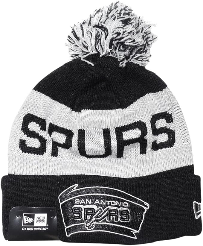 Amazon.com: San Antonio Spurs Black Biggest Fan Redux Cuffed Pom Knit Beanie Hat / Cap: Clothing