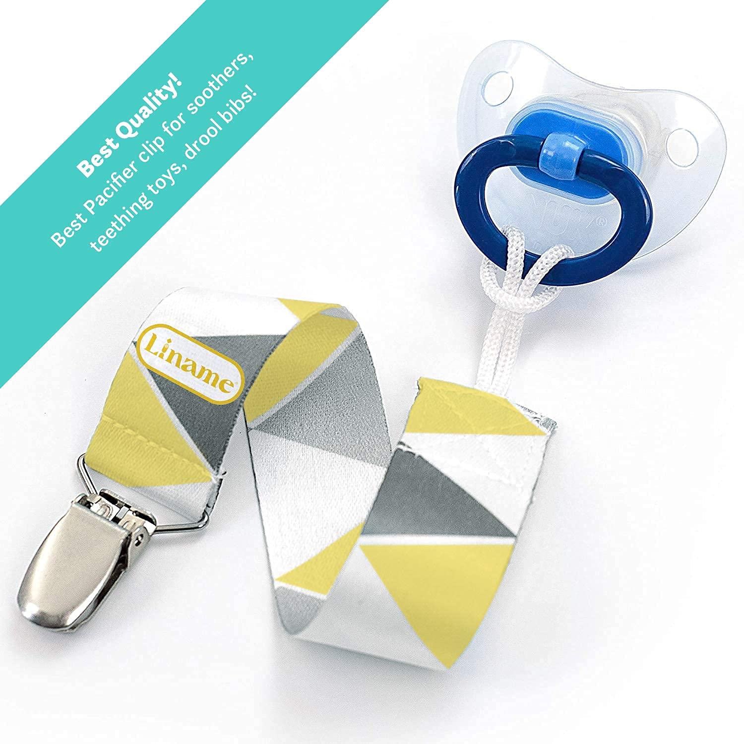 Liname 4 Pack Pacifier Clip for Boys & Girls w/Teething Toy - Baby Gift - for Soothers (Yellow, Metal Clips) : Baby