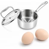 KC-Emier Mini Sauce Pan with Lid, Tri-Ply Stainless Steel Pot with Stay-Cool Handle &amp; All Cooktop Compatibility (Gas, Ceramic, Electric) - 0.5 Quart