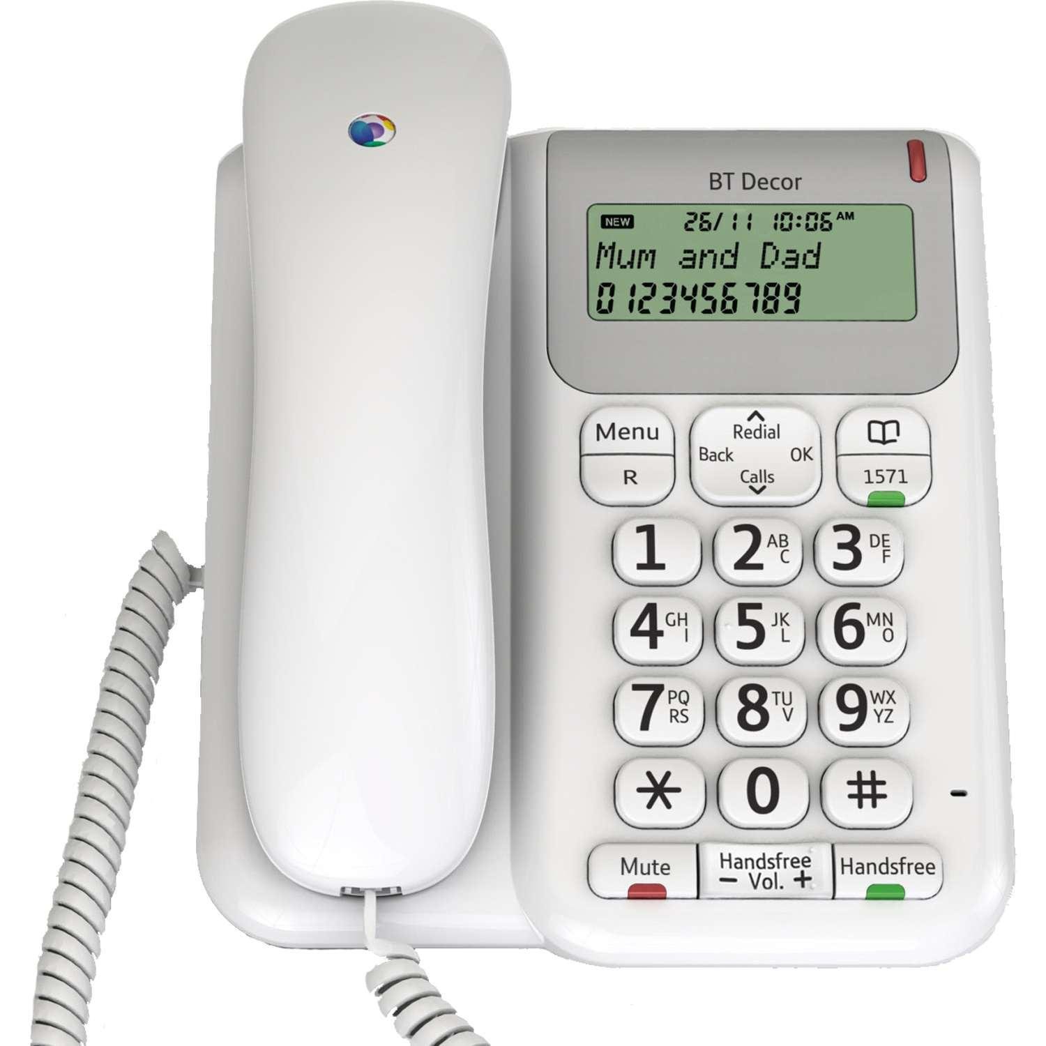 BT Décor 2200 Corded Landline House Phone, Home Phone, Phonebook, Handsfree, Mute Button, 1571 message indicator