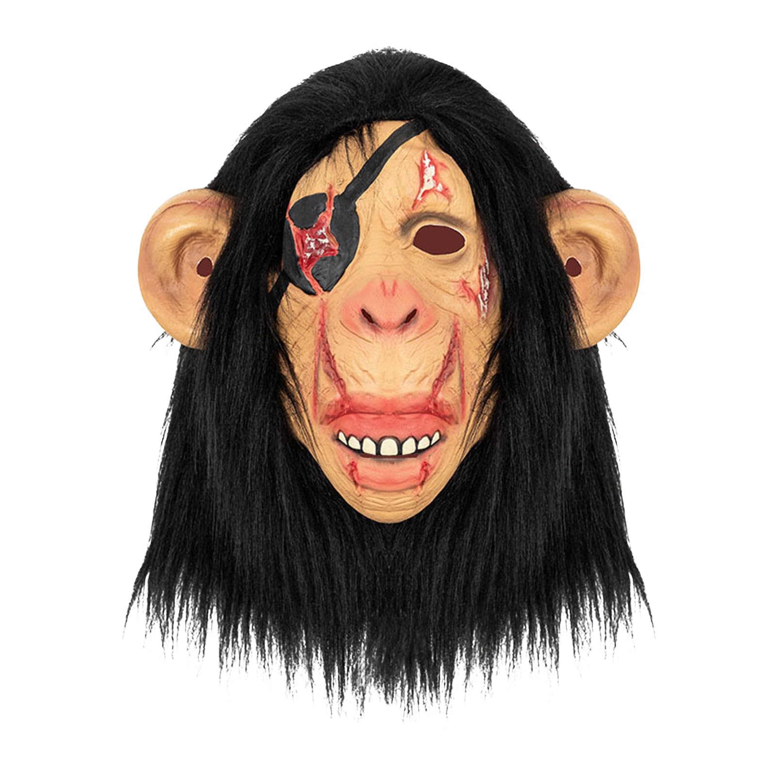 JIAHG Faux Fur Chimp Mask Unisex Full Head Animal Shape Cosplay Mask Halloween Costume Scary Prank Props Carnival Creepy Party Stage Show Accessory
