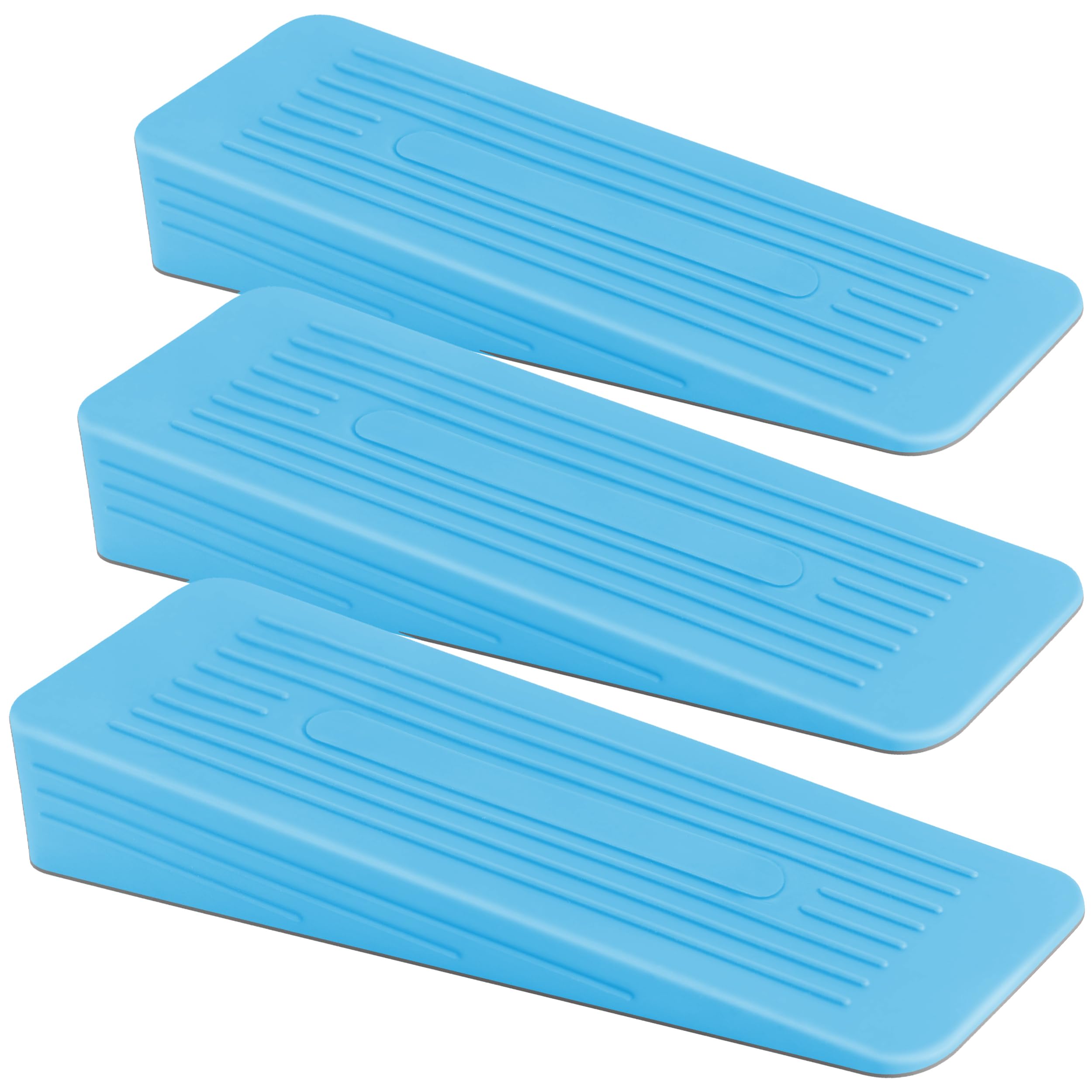 AFFIXERS Door Stop | Door Stoppers for Floor Anti-Skid, Durable, and Heavy Duty Rubber Door Stops | Ideal for All Types of Surfaces | Door Wedges Indoors (Blue, Pack of 3)