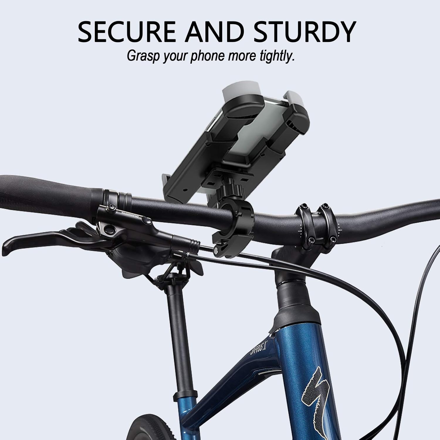 THIKPO Bike Phone Mount with Shockproof Silicone Pad, Secure Quick-Locking Clamp, 360° Rotation Angles for 4.7-6.8 inch Cellphones, Holds Phones Up to 3.5" Wide (Sturdy Mount with Premium Silicone)