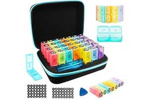 CAIOVSE Monthly Medicine Pill Organizer 2 Times a Day, Travel Pill Box with Labels and Pill Cutter, Medication Organizer with 31-Day Compartments, Portable Vitamin Holder Storage Case with Hard Shell