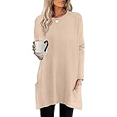 XIEERDUO Womens Tunic Tops Long Sleeve Crew Neck High Low Hem Loose Fit Shirts Blouses with Pockets
