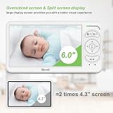 Blemil Video Baby Monitor 2 Cameras 6" IPS Split Screen Night Vision 30Hr Batt view 5