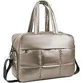 Weekender Fluffy Bag Quilted Nylon Puffer Tote Bag Personal Item Bag for Airlines Overnight Bag Gym Bag