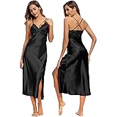 ALCEA ROSEA Women Silk Satin Nightgown Sexy Lace Chemise Lingerie Long Sleepdress for Ladies Sleepwear Slip Negligee