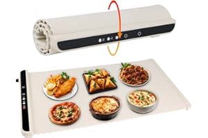 Vieshful Electric Warming Tray, Silicone Heating Mat for Food, Foldable Food Warmer, Full Surface Heating Plate, 3 Temperature and Timing Levels for Gatherings Parties Holidays Buffet Everyday Use