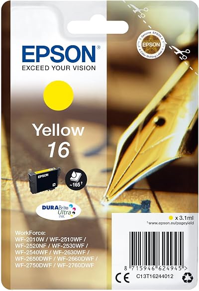 Epson 16 Yellow DURABrite Ultra Ink Pen Correction Fluid Eraser T1624 10pk