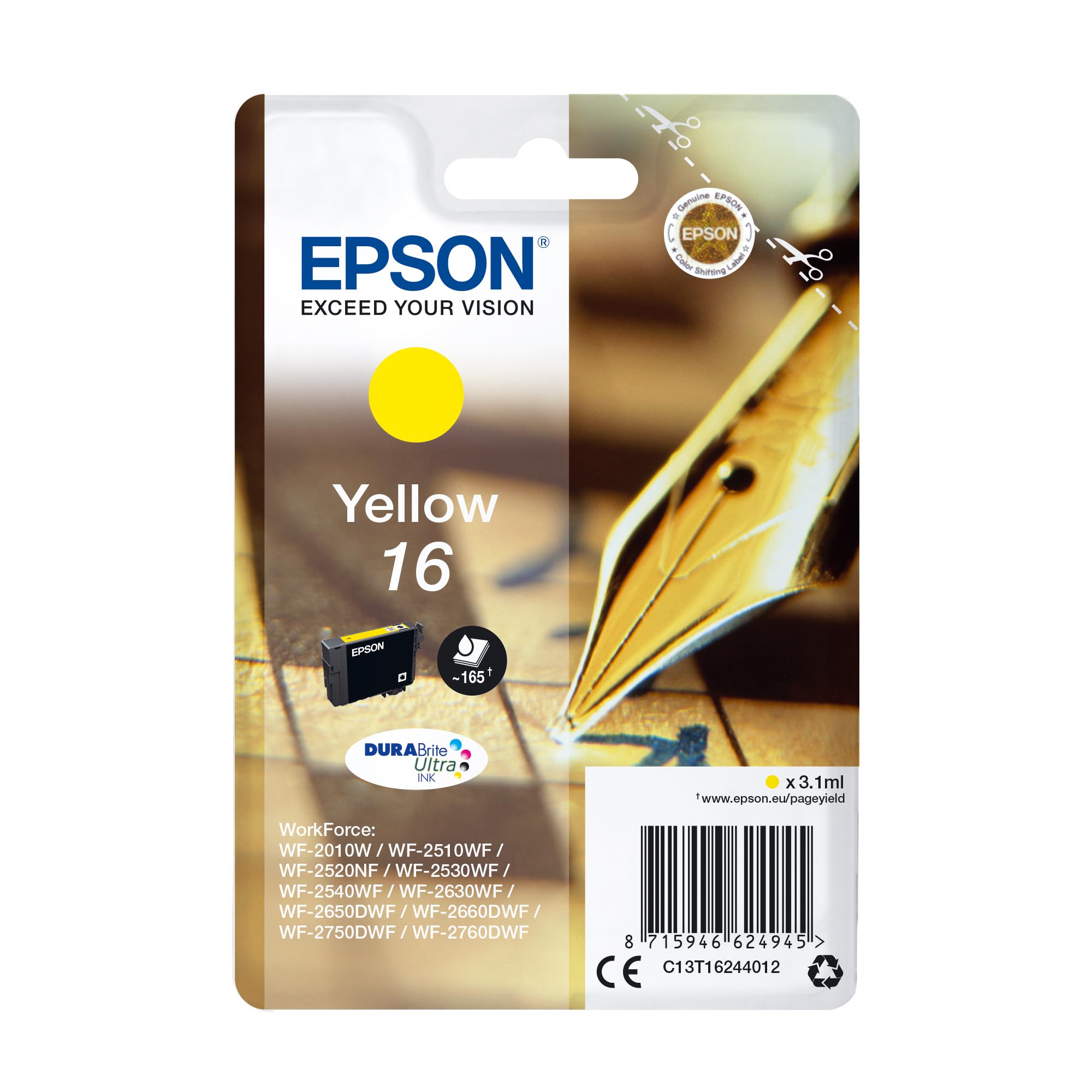 Epson 16 Yellow Pen & Crossword, Genuine, DURABrite Ultra Ink — image 1