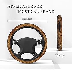 Wood Grain Print Steering Wheel Cover, Non-Slip