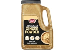 Spicy World Ginger Powder 5 LB Jar – Gluten Free, Bulk Ground Dried Ginger Root, Pure Zingiber Officinale, Non-GMO, Warm & Spicy Flavor for Cooking, Baking, and even Teas