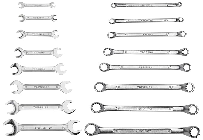 Taparia DEP-08 Double Ended Spanner Set & 1808 8-Pieces Ring Spanner Set Combo
