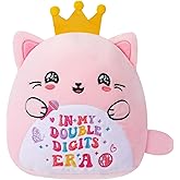NIUBEHOHO 10th Birthday Gifts Cat Plush – Pink Cat Stuffed Animal with Crown for Girl Birthday Party Decoration 10 Years Old Girls in My Double Digits Era Themed 10 Inch