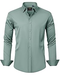 J.VER Men's Dress Shirts Solid Long Sleeve Stretch