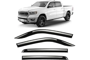 CLIM ART Incredibly Durable Rain Guards for Dodge RAM 1500 2019-2026 Crew Cab, Tape-on Window Deflectors, Vent Deflector, Ven