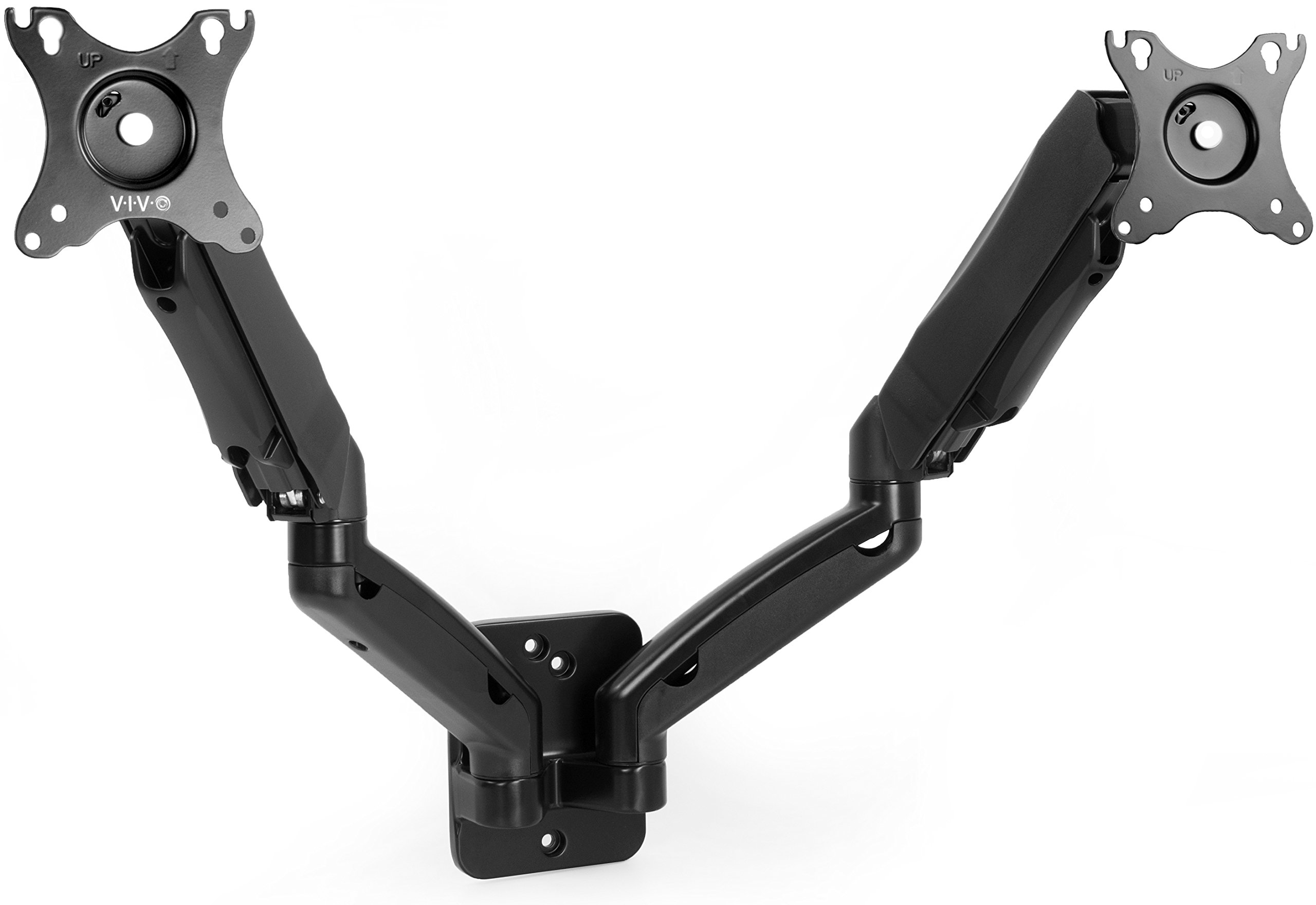 VIVO Height Adjustable Pneumatic Extended Arm Dual Monitor Wall Mount