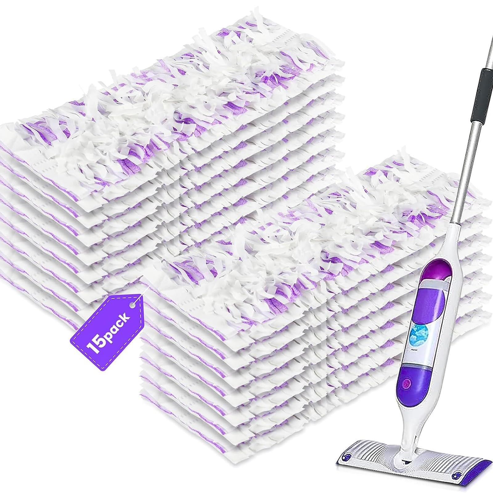 Photo 1 of 15 Count Mopping Pad Refills, Compatible with Swiffer PowerMop Multi-Surface Mop, Absorbent Floor Cleaning Pads for Hardwood, Tile, Laminate Floors